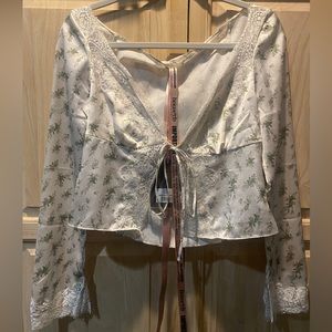 Garden Print Tie Blouse